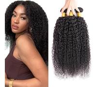 WuvuSnm Extensiones de pelo humano sin procesar, extensiones de pelo humano sin procesar, doble trama de color negro natural, 3 paquetes por paquete, total 150 g, 61 cm, 61 cm, 61 cm