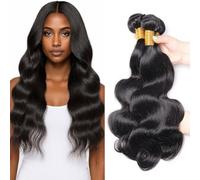 WuvuSnm Extensiones de pelo humano sin procesar, extensiones de pelo humano sin procesar, doble trama #1B, color negro natural, 3 paquetes por paquete, 150 g, 12, 14, 16 pulgadas