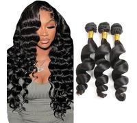 WuvuSnm Extensiones de pelo humano sin procesar, extensiones de pelo humano sin procesar, doble trama #1B, color negro natural, 3 paquetes por paquete, total 150 g, 26, 28, 30 pulgadas