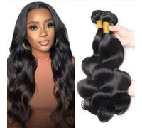 WuvuSnm Extensiones de pelo humano sin procesar, extensiones de pelo humano sin procesar, doble trama #1B, color negro natural, 3 paquetes por paquete, 150 g, 22, 24, 26 pulgadas