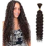 WuvuSnm Extensiones naturales de cabello humano trenzadas de pelo profundo, onduladas, extensiones naturales sin perfume, color marrón chocolate, 1 trenza por paquete total de 50 g para mujeres de 35