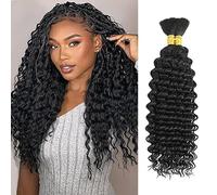WuvuSnm Extensiones naturales de cabello humano trenzadas de pelo profundo, ondulado, sin manchas, color negro natural, 2 trenzas por paquete, 100 g, para mujer de 61 cm