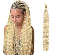 WuvuSnm Human Hair Braiding Deep Wave Boho Braids Bulk Hair Weave Natural Extensions No Weft #613 Blonde Color 1 Braid Per Pack Total 50g for Woman 24 Inch