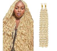 WuvuSnm Human Hair Braiding Deep Wave Boho Braids Bulk Hair Weave Natural Extensions No Weft #613 Blonde Color 2 Braids Per Pack Total 100g for Woman 20 20 Inch