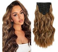 WuvuSnm Natural Wave Clip in Hair Extensions Human Hair Extensiones Pelo Natural Clip P427 Highlight Blonde 120g 7Pcs Per Pack para Mujer Extensión De Pelo Humano Minimal Smell 26 Inch