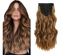 WuvuSnm Natural Wave Clip in Hair Extensions Human Hair Extensiones Pelo Natural Clip P427 Highlight Blonde 120g 7Pcs Per Pack para Mujer Extensión De Pelo Humano Minimal Smell 30 Inch