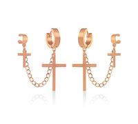 WUWEIJIAJIA Pendientes de aro largos y ligeros y únicos, estilo punk negro, con cadena de borlas, de acero inoxidable 316L, estilo vintage, para hombres y mujeres, unisex