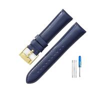 WUWMTUTCK Ajuste for Fossil Fs4990 Fs4735 Me3099 Me3052 Fs4813 Q serie inteligente correas de reloj de cuero inodoro 22 24mm(Light Blue-Gold-K8,22mm)