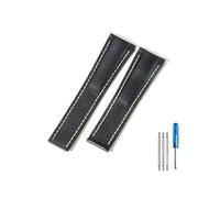 WUWMTUTCK Apto for pilotos de la serie Breitling, apto for Vengadores italianos, apto for sincronización aérea, apto for cultura oceánica, apto for correa de cuero de 22/24 mm(Black(PW)-No buckle,22mm