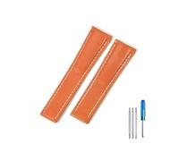 WUWMTUTCK Apto for pilotos de la serie Breitling, apto for Vengadores italianos, apto for sincronización aérea, apto for cultura oceánica, apto for correa de cuero de 22/24 mm(Orange(PW)-No buckle,24m