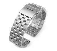 WUWMTUTCK Banda de reloj metal Premio Solid acero inoxidable Correas pulsera Men Women Black Plate Silver Madre 26 mm 24 20 18(Silver01,20mm)
