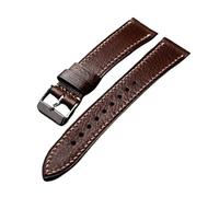 WUWMTUTCK Correa de reloj de cuero en folio 18 20 22 mm for clip, suave, marrón, negro, cosida a mano, se adapta a relojes vintage, pulsera for hombre(A silver buckle,21mm)