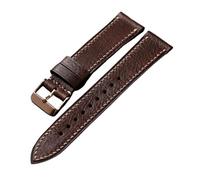 WUWMTUTCK Correa de reloj de cuero en folio 18 20 22 mm for clip, suave, marrón, negro, cosida a mano, se adapta a relojes vintage, pulsera for hombre(A rose gold buckle,20mm)