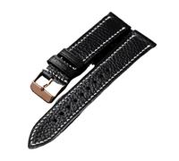 WUWMTUTCK Correa de reloj de cuero en folio 18 20 22 mm for clip, suave, marrón, negro, cosida a mano, se adapta a relojes vintage, pulsera for hombre(B rose gold buckle,19mm)