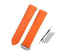 WUWMTUTCK Correa de reloj de goma de silicona 20 mm 21 mm 22 mm Correa de reloj impermeable de color naranja y azul for hombres Fit for Omega Fit for Seamaster Diver 300 m Fit for Planet Ocean 600 m(O