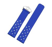 WUWMTUTCK Correa de reloj de goma de silicona Interfaz de arco de 22 mm for orificios Suave Negro Naranja Rojo Azul Correa de reloj for hombre Apto for Tag Heuer AQUARACER Apto for Mónaco(Blue-Silver)