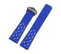 WUWMTUTCK Correa de reloj de goma de silicona Interfaz de arco de 22 mm for orificios Suave Negro Naranja Rojo Azul Correa de reloj for hombre Apto for Tag Heuer AQUARACER Apto for Mónaco(Blue-Black)