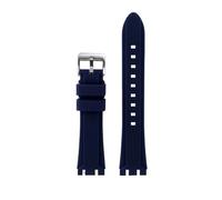 WUWMTUTCK Correa de reloj de goma y silicona de resina for hombre, correa de reloj de 19mm, 21mm, negra, azul oscuro, verde y naranja, apta for SWATCH IRONY Fit for CHRONO Browned(Dark blue-S pin,21mm