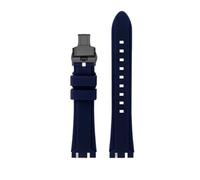 WUWMTUTCK Correa de reloj de goma y silicona de resina for hombre, correa de reloj de 19mm, 21mm, negra, azul oscuro, verde y naranja, apta for SWATCH IRONY Fit for CHRONO Browned(Dark blue-Black,21mm
