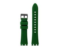 WUWMTUTCK Correa de reloj de goma y silicona de resina for hombre, correa de reloj de 19mm, 21mm, negra, azul oscuro, verde y naranja, apta for SWATCH IRONY Fit for CHRONO Browned(Green-B pin,19mm)