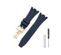 WUWMTUTCK Correa de reloj de silicona y caucho compatible for Ap Royal Oak 15400/26331/15500 en correas de reloj naranja, verde y azul de 27mm(Blue-Rose-Z1)