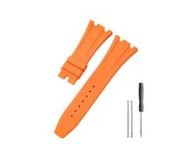 WUWMTUTCK Correa de reloj de silicona y caucho compatible for Ap Royal Oak 15400/26331/15500 en correas de reloj naranja, verde y azul de 27mm(Orange-No Buckle)