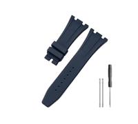 WUWMTUTCK Correa de reloj de silicona y caucho compatible for Ap Royal Oak 15400/26331/15500 en correas de reloj naranja, verde y azul de 27mm(Blue-No Buckle)