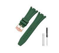 WUWMTUTCK Correa de reloj de silicona y caucho compatible for Ap Royal Oak 15400/26331/15500 en correas de reloj naranja, verde y azul de 27mm(Army Green-Rose-K13)