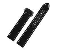 WUWMTUTCK Correa de reloj inferior de lona de nailon for hombre, correa de reloj de 19, 20mm, azul, negro, blanco, líneas amarillas, apta for Omega, Seamaster AT150(Black white-Black,19mm)