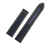 WUWMTUTCK Correa de reloj inferior de lona de nailon for hombre, correa de reloj de 19, 20mm, azul, negro, blanco, líneas amarillas, apta for Omega, Seamaster AT150(Blue yellow-NO BK,20mm)