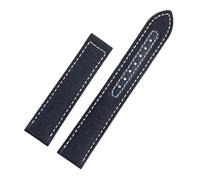 WUWMTUTCK Correa de reloj inferior de lona de nailon for hombre, correa de reloj de 19, 20mm, azul, negro, blanco, líneas amarillas, apta for Omega, Seamaster AT150(Blue white-NO BK,19mm)