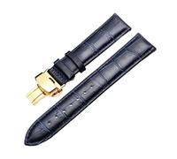 WUWMTUTCK Correa suave de 16 mm, 18, 19, 20, 21, 22 y 23, apta for Citizen/apto for Rossini, correa reloj universal for hombre mujer liberación rápida(Dark blue gold,19mm)