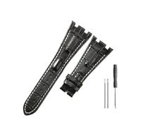 WUWMTUTCK Correas de reloj de cuero aptas for Audemars y Piguet Royal Oak 15710 26471 26474 28mm for correa de reloj for hebilla plegable(Blackwhite-no buckle)