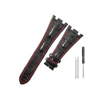 WUWMTUTCK Correas de reloj de cuero aptas for Audemars y Piguet Royal Oak 15710 26471 26474 28mm for correa de reloj for hebilla plegable(Black red-no buckle)