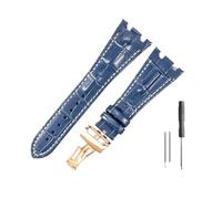 WUWMTUTCK Correas de reloj de cuero aptas for Audemars y Piguet Royal Oak 15710 26471 26474 28mm for correa de reloj for hebilla plegable(Blue white-Rose-Z1)