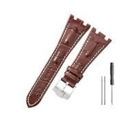 WUWMTUTCK Correas de reloj de cuero aptas for Audemars y Piguet Royal Oak 15710 26471 26474 28mm for correa de reloj for hebilla plegable(Brownwhite-Steel-K13)