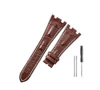WUWMTUTCK Correas de reloj de cuero aptas for Audemars y Piguet Royal Oak 15710 26471 26474 28mm for correa de reloj for hebilla plegable(Brownwhite-no buckle)