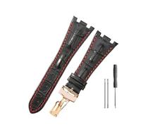WUWMTUTCK Correas de reloj de cuero aptas for Audemars y Piguet Royal Oak 15710 26471 26474 28mm for correa de reloj for hebilla plegable(Black red-Rose-Z1)