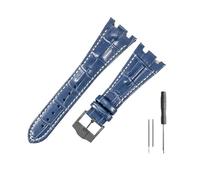 WUWMTUTCK Correas de reloj de cuero aptas for Audemars y Piguet Royal Oak 15710 26471 26474 28mm for correa de reloj for hebilla plegable(Blue white-Black-K13)