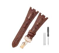 WUWMTUTCK Correas de reloj de cuero aptas for Audemars y Piguet Royal Oak 15710 26471 26474 28mm for correa de reloj for hebilla plegable(Brown-Rose-Z1)