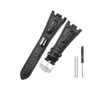 WUWMTUTCK Correas de reloj de cuero aptas for Audemars y Piguet Royal Oak 15710 26471 26474 28mm for correa de reloj for hebilla plegable(Black-Steel-K13)