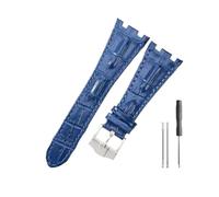WUWMTUTCK Correas de reloj de cuero aptas for Audemars y Piguet Royal Oak 15710 26471 26474 28mm for correa de reloj for hebilla plegable(Blue-Steel-K13)