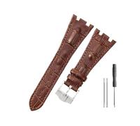 WUWMTUTCK Correas de reloj de cuero aptas for Audemars y Piguet Royal Oak 15710 26471 26474 28mm for correa de reloj for hebilla plegable(Brown-Steel-K13)