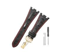 WUWMTUTCK Correas de reloj de cuero aptas for Audemars y Piguet Royal Oak 15710 26471 26474 28mm for correa de reloj for hebilla plegable(Black red-Golden-Z1)