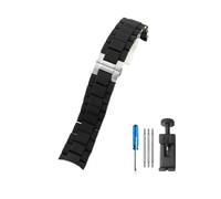 WUWMTUTCK Correas de reloj de silicona de acero inoxidable aptas for relojes Armani AR5890 5891 5906 5905 for hebilla de 20 mm y 23 mm(Black-Steel,20mm)