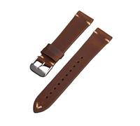 WUWMTUTCK La correa de cuero ultrafina de 18, 19, 20, 21 y 22 mm es adecuada for pulseras de capa superior de relojes antiguos, estilo suave(Brown,20mm)
