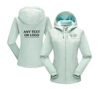 WUWWUT Custom Your Made - Chaqueta impermeable para mujer, ligera, cortavientos, transpirable, con capucha, para senderismo, viajes, verde, M