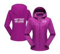 WUWWUT Custom Your Made - Chaqueta impermeable para mujer, ligera, cortavientos, transpirable, con capucha, para senderismo, viajes, Morado (, XXL