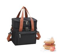 WUWYOUWL Bolso de Almuerzo Aislado, Impermeable de Gran Capacidad CoolerBag, Bolso de Hombro Plegable Para Mujeres, Hombres, Niños y Estudiantes (Negro-1, 12.3L)