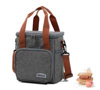 WUWYOUWL Bolso de Almuerzo Aislado, Impermeable de Gran Capacidad CoolerBag, Bolso de Hombro Plegable Para Mujeres, Hombres, Niños y Estudiantes (Gris, 7.3L)